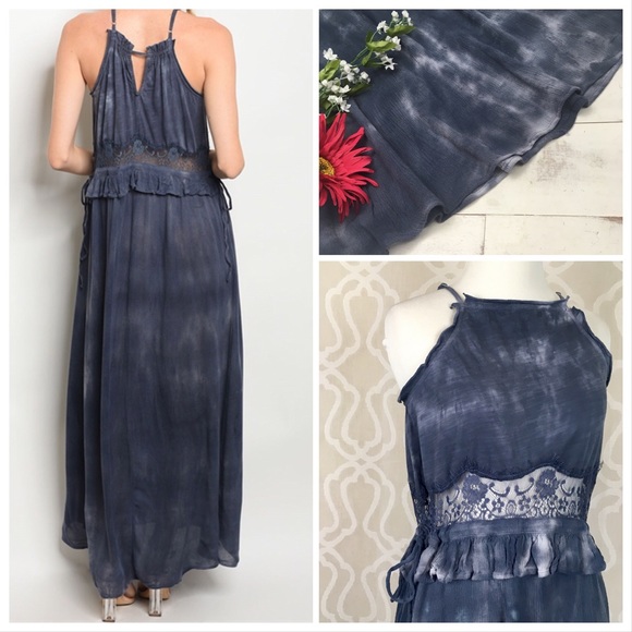 Bohemian Mineral Washed Tie Dye & Lace Maxi - Picture 5 of 8